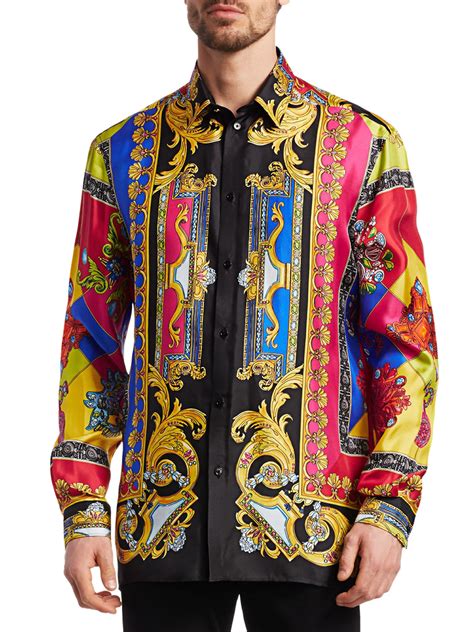 men silk versace shirt|Versace men silk shirt sale.